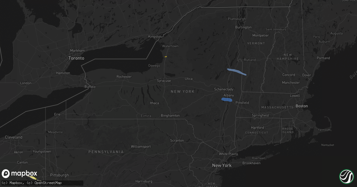Hail map in New York on April 14, 2026