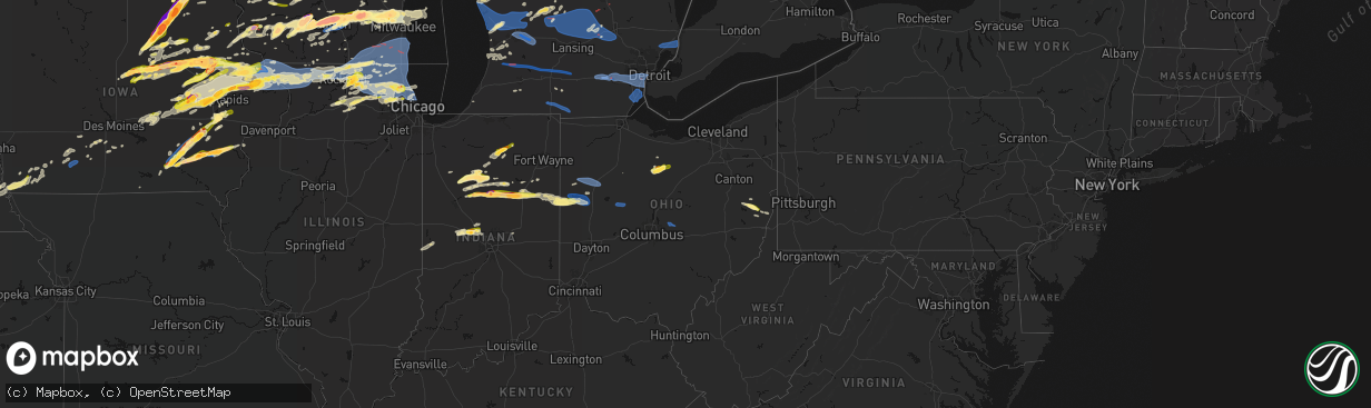 Hail map in Ohio on April 14, 2026