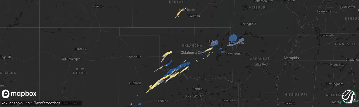 Hail map in Oklahoma on April 14, 2026