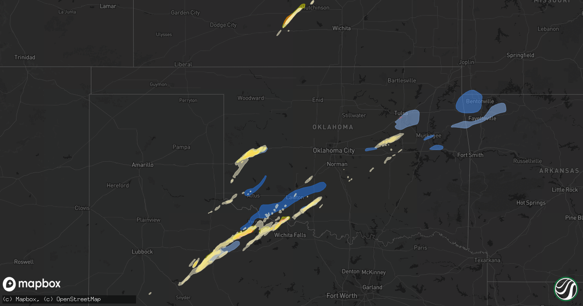 Hail map in Oklahoma on April 14, 2026