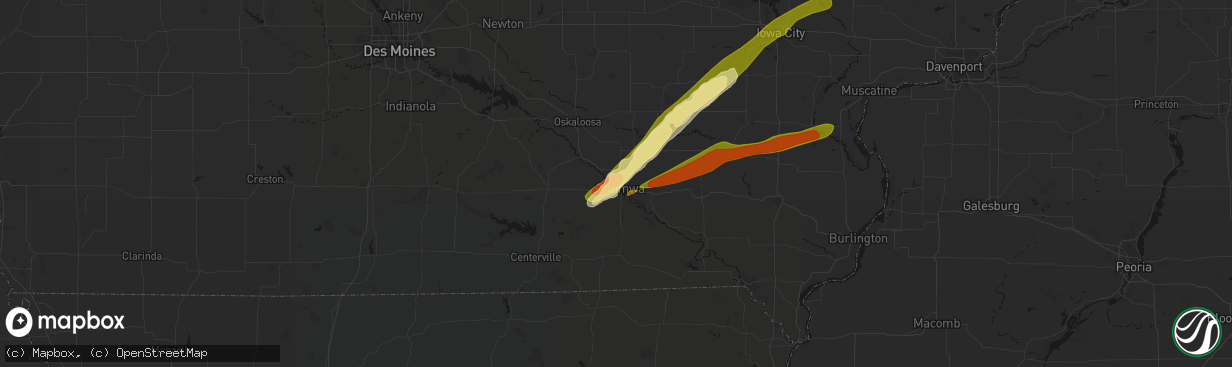 Hail map in Ottumwa, IA on April 14, 2026