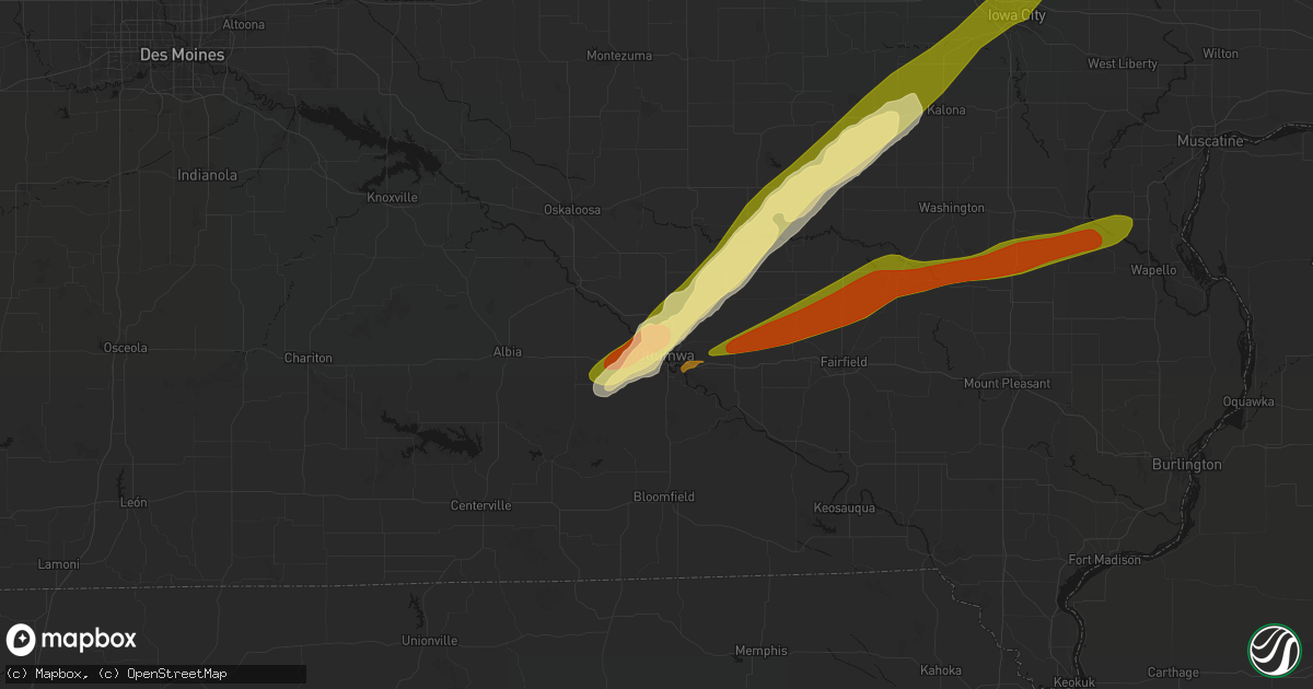 Hail map in Ottumwa, IA on April 14, 2026