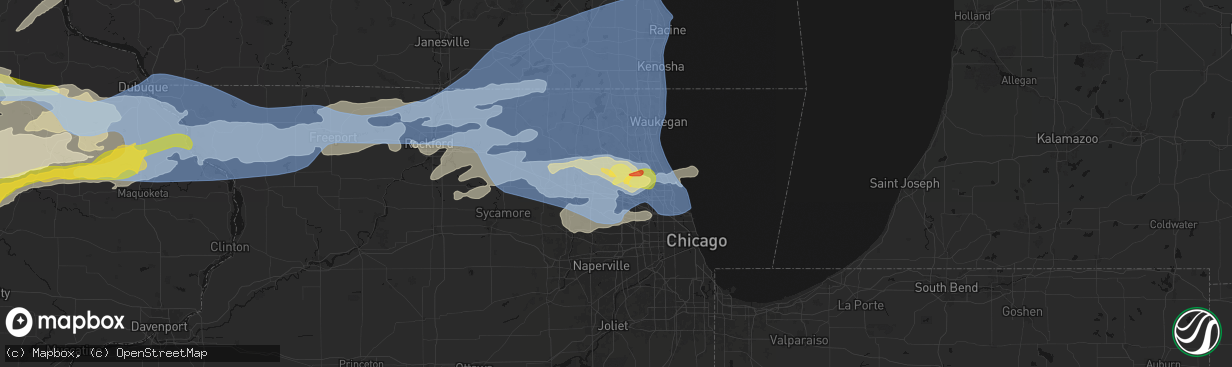 Hail map in Palatine, IL on April 14, 2026