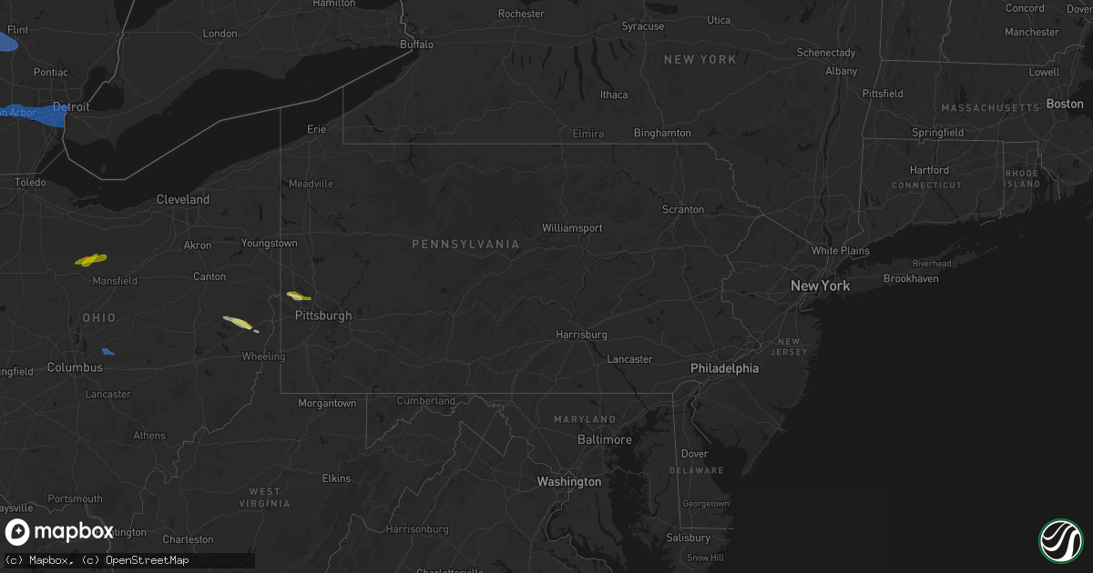 Hail map in Pennsylvania on April 14, 2026