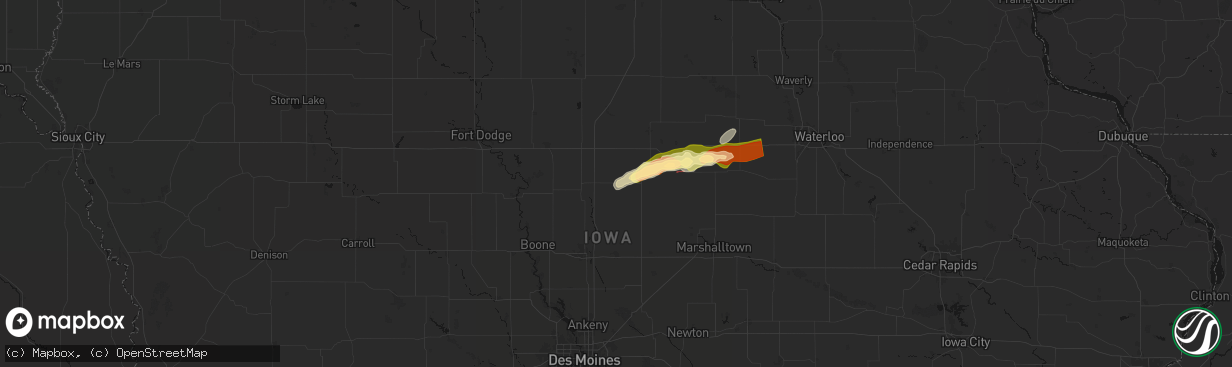 Hail map in Radcliffe, IA on April 14, 2026
