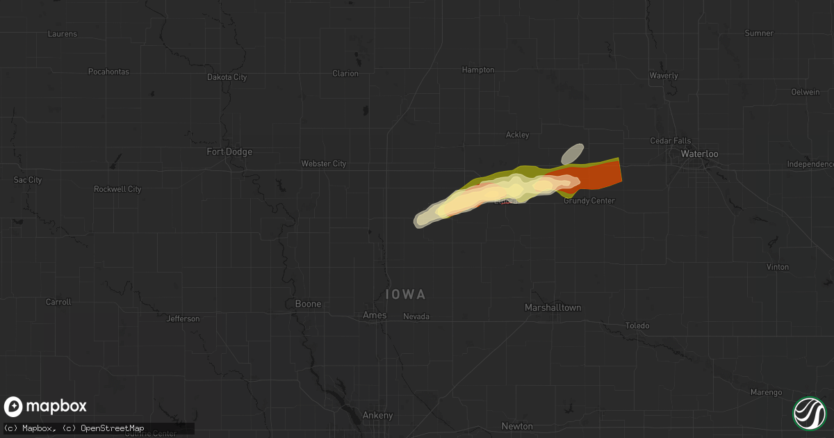 Hail map in Radcliffe, IA on April 14, 2026