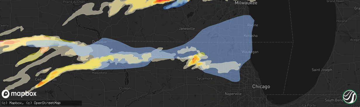 Hail map in Rockford, IL on April 14, 2026