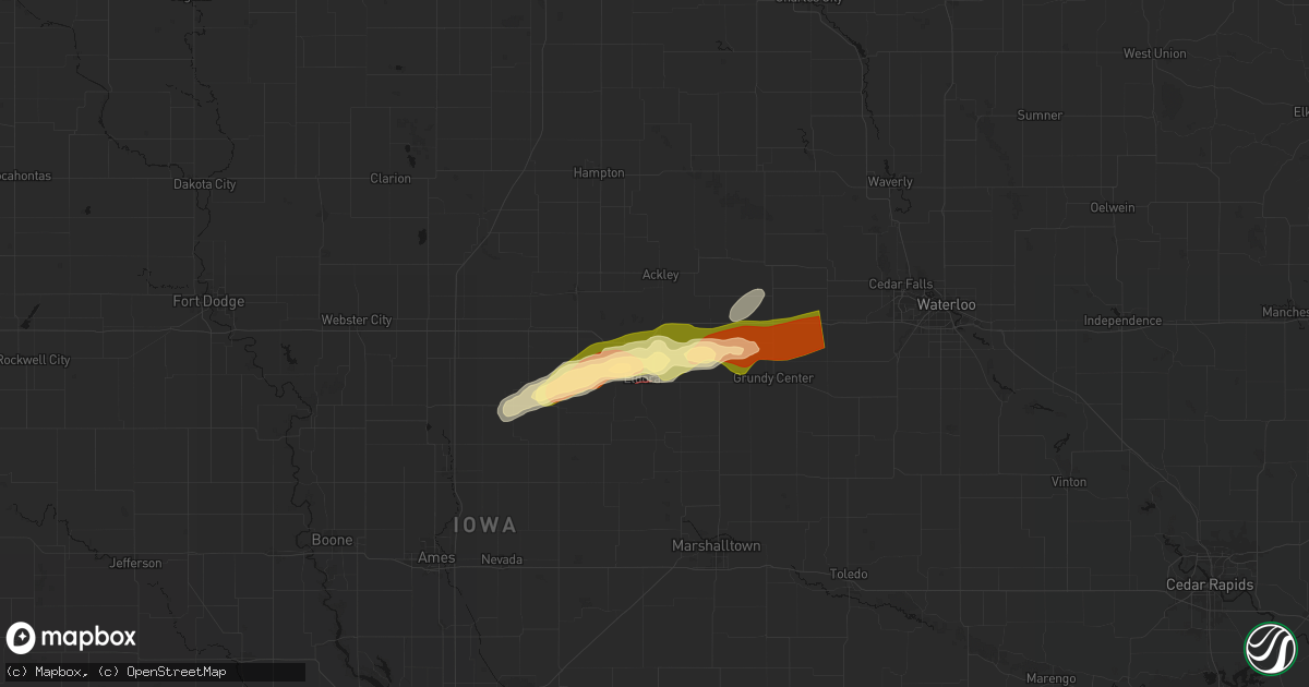 Hail map in Steamboat Rock, IA on April 14, 2026