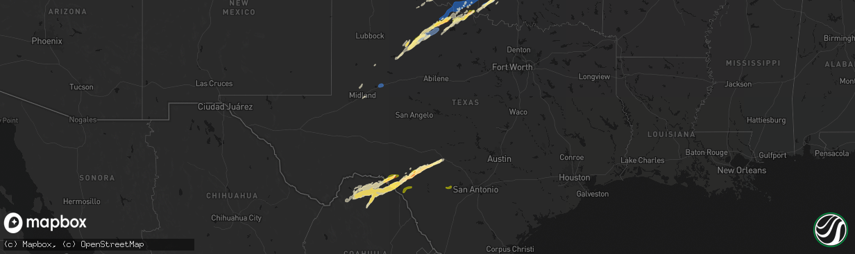 Hail map in Texas on April 14, 2026