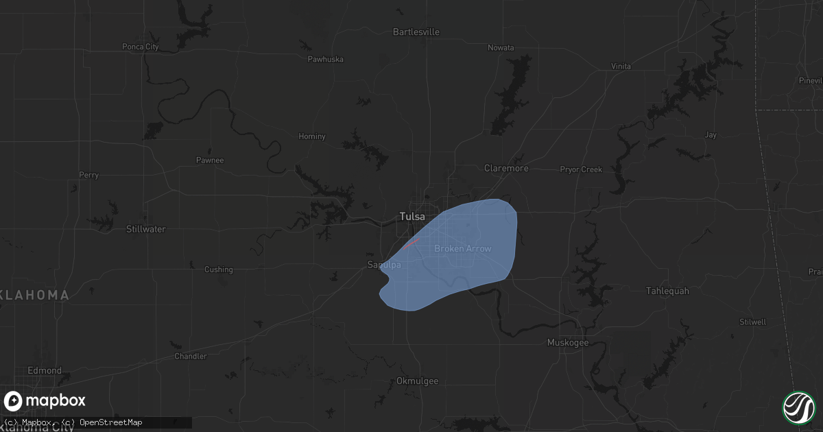 Hail map in Tulsa, OK on April 14, 2026