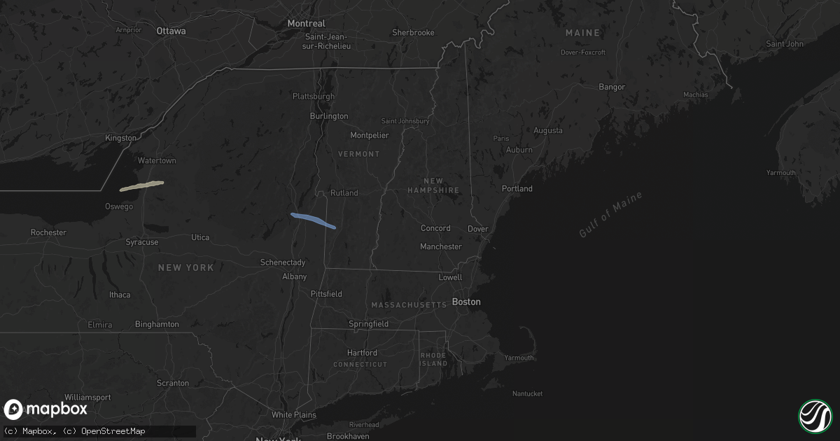 Hail map in Vermont on April 14, 2026