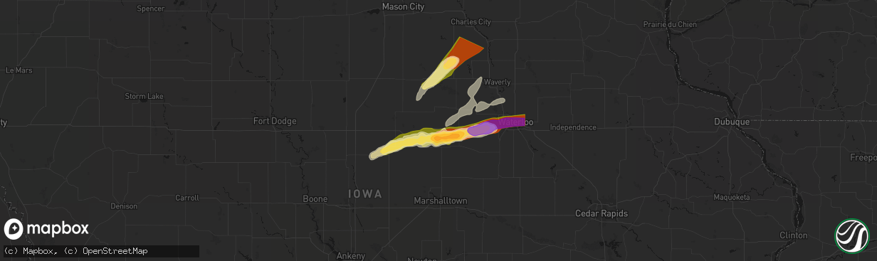 Hail map in Wellsburg, IA on April 14, 2026