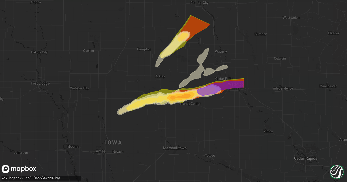 Hail map in Wellsburg, IA on April 14, 2026