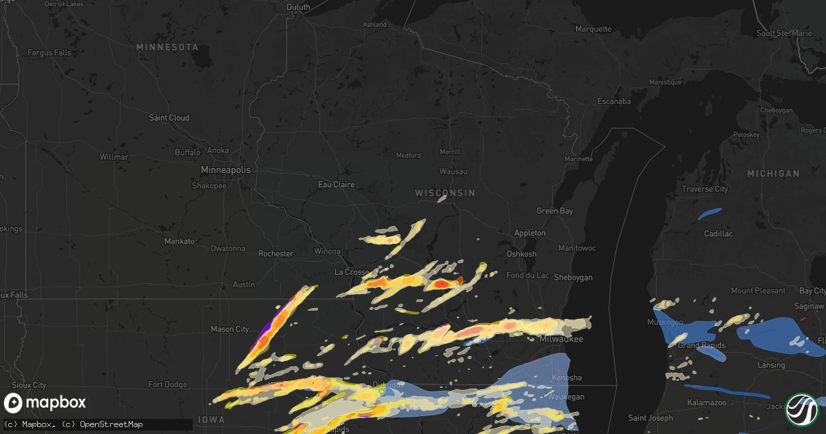 Hail map in Wisconsin on April 14, 2026