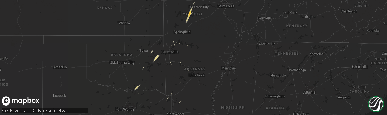 Hail map in Arkansas on April 15, 2012