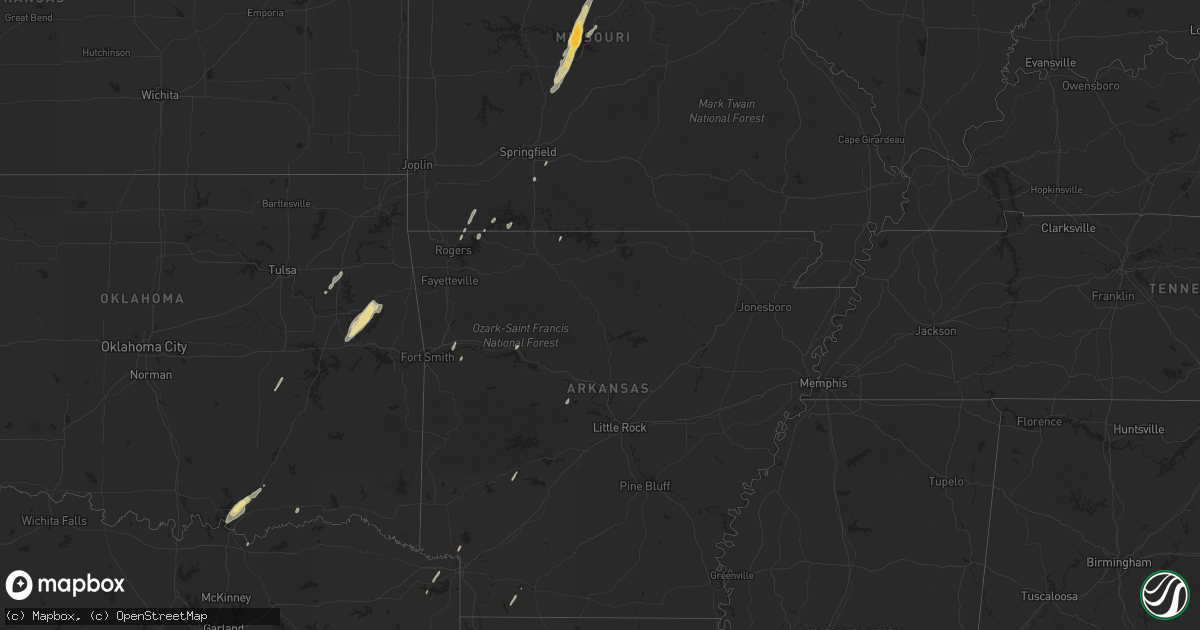 Hail map in Missouri on April 15, 2012