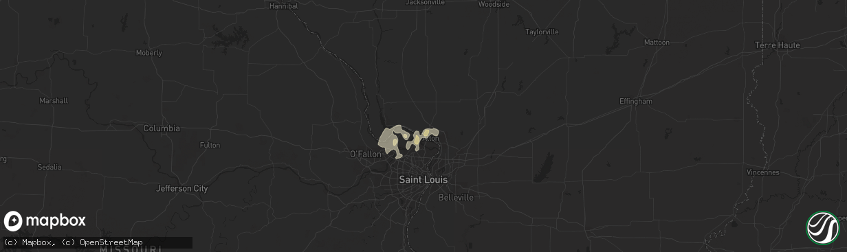 Hail map in Godfrey, IL on April 15, 2013