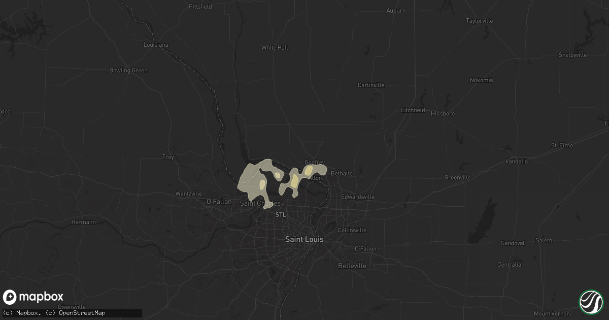 Hail map in Godfrey, IL on April 15, 2013