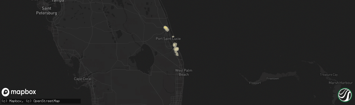 Hail map in Hobe Sound, FL on April 15, 2013