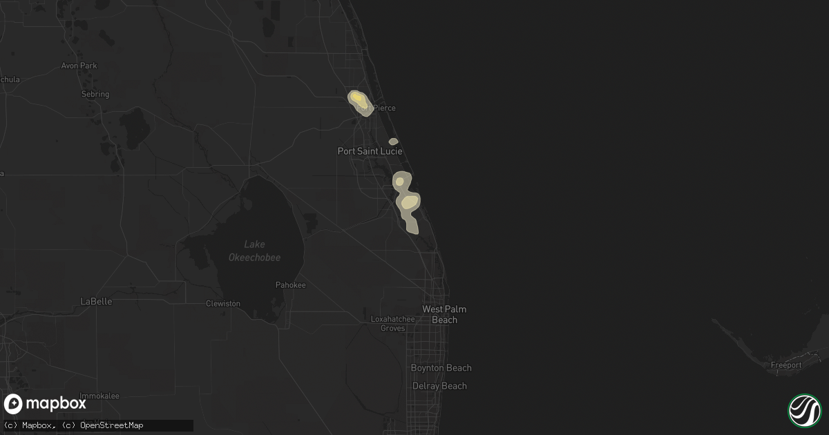 Hail map in Hobe Sound, FL on April 15, 2013