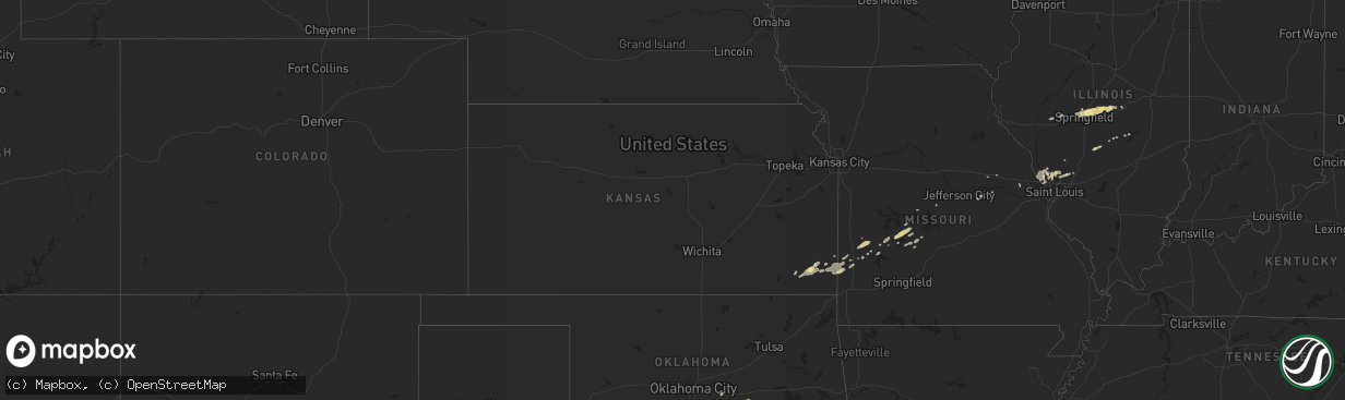 Hail map in Kansas on April 15, 2013
