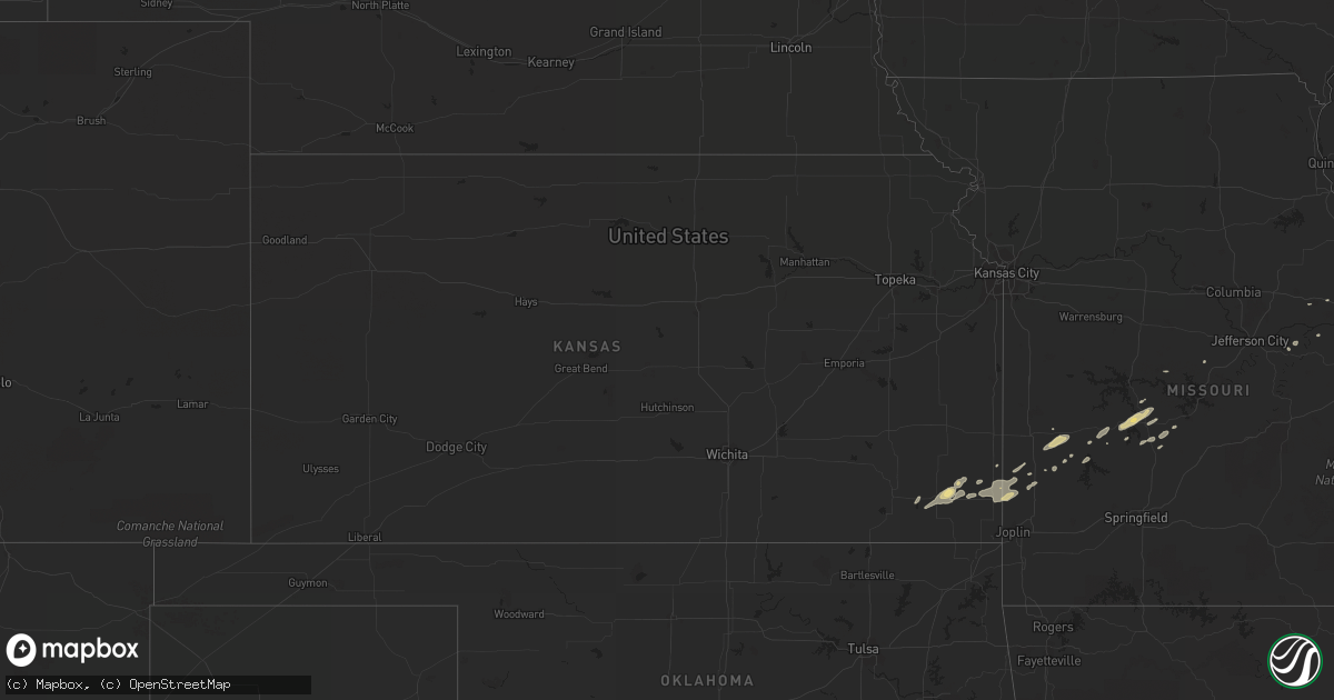 Hail map in Kansas on April 15, 2013