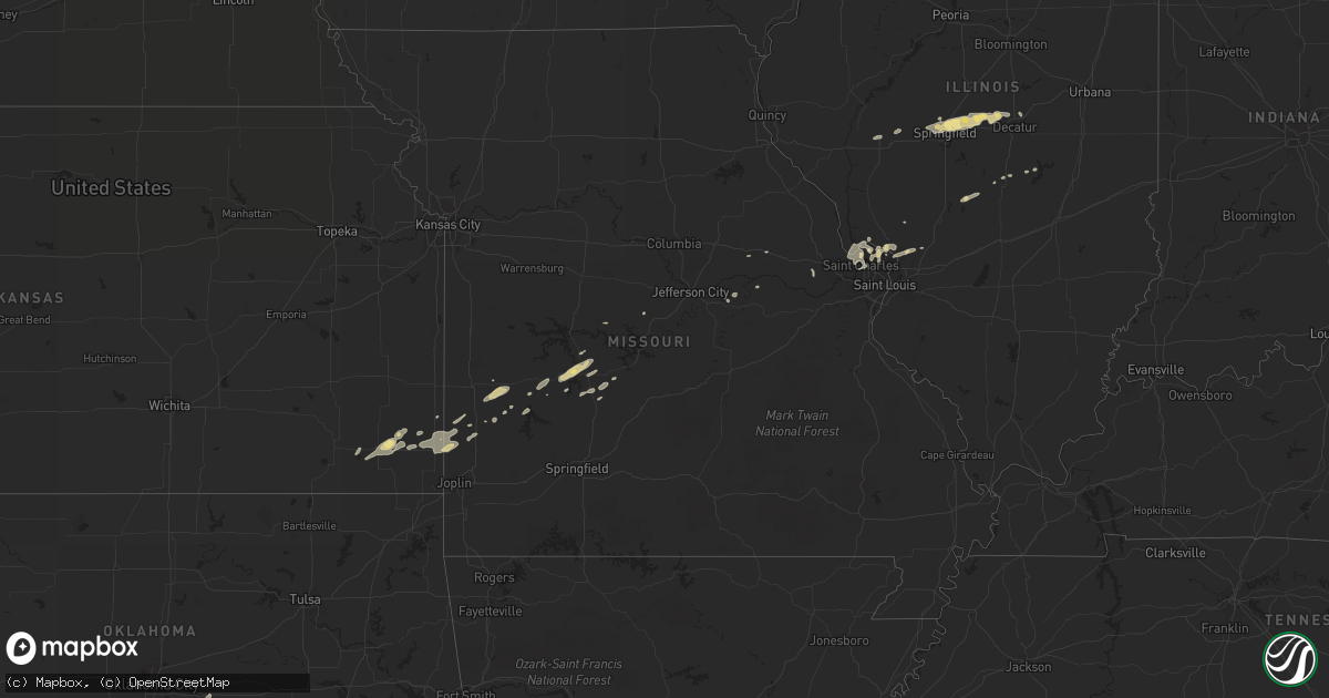 Hail map in Missouri on April 15, 2013