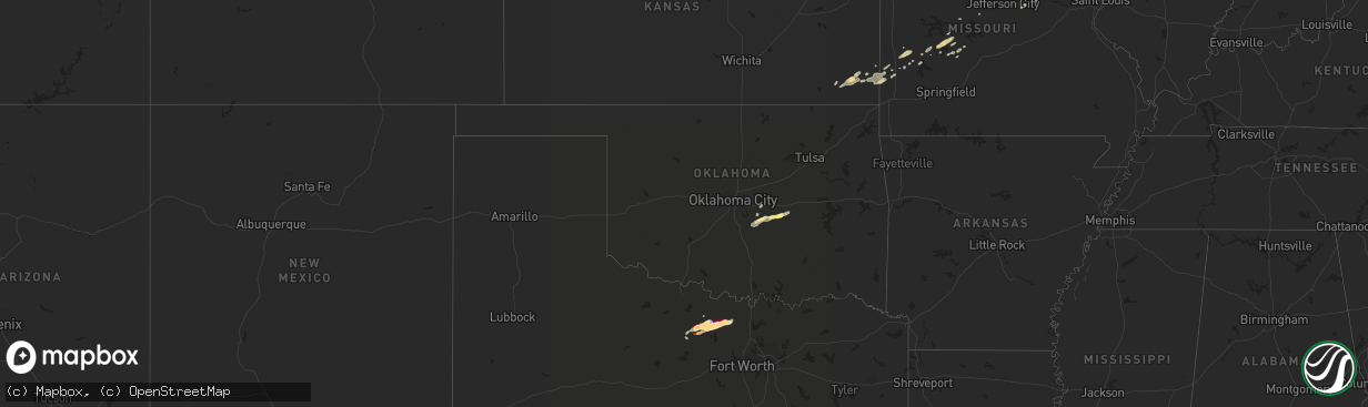 Hail map in Oklahoma on April 15, 2013