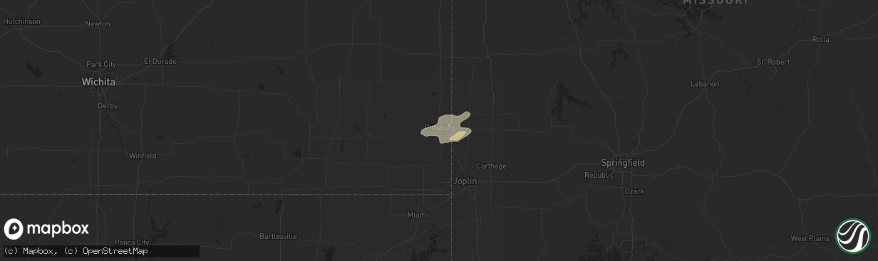 Hail map in Pittsburg, KS on April 15, 2013