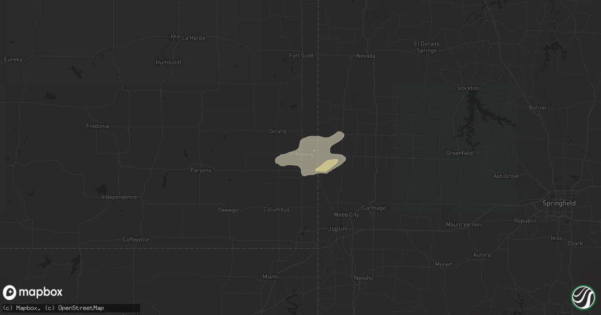 Hail map in Pittsburg, KS on April 15, 2013