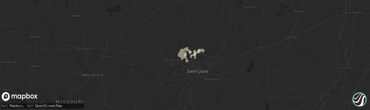 Hail map in Saint Charles, MO on April 15, 2013