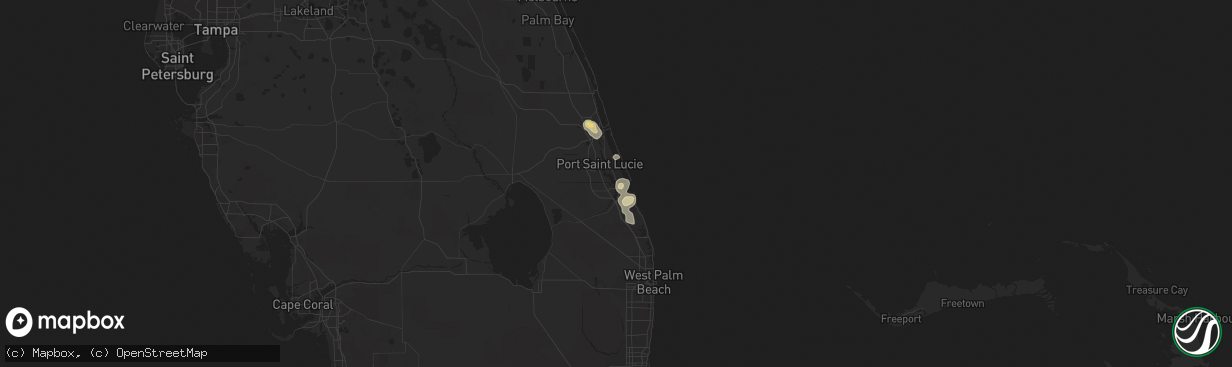 Hail map in Stuart, FL on April 15, 2013