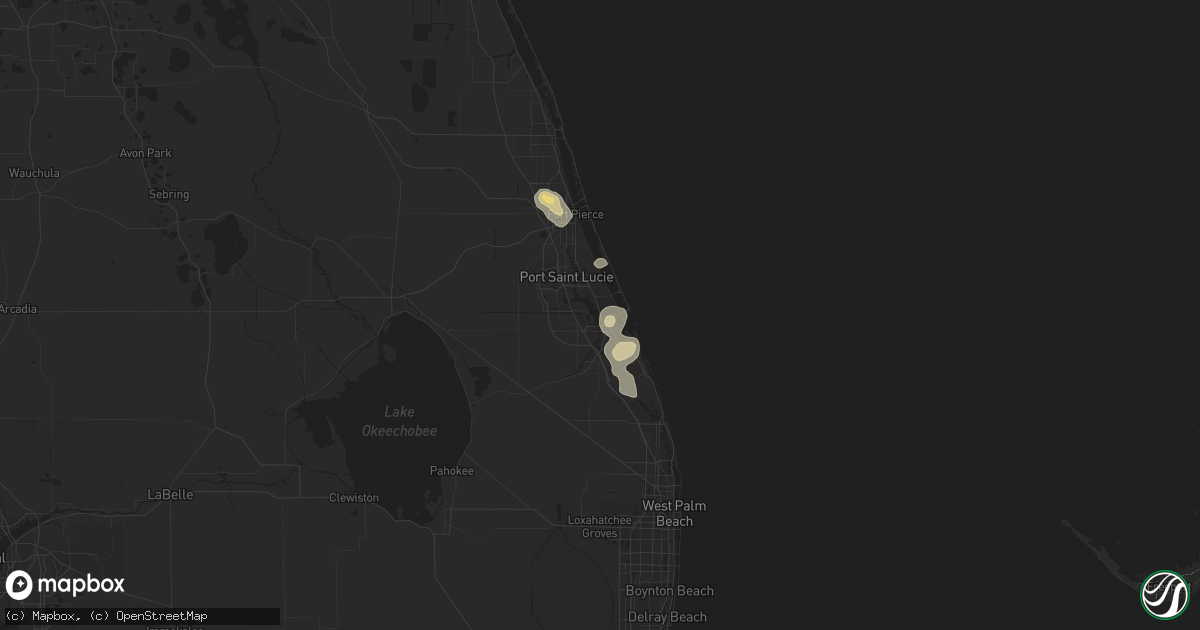 Hail map in Stuart, FL on April 15, 2013