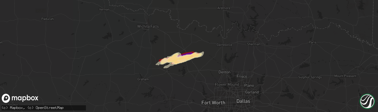 Hail map in Sunset, TX on April 15, 2013