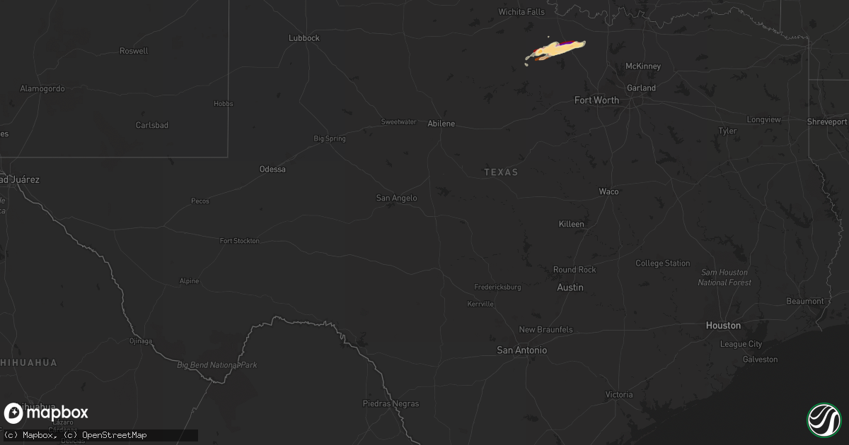 Hail map in Texas on April 15, 2013