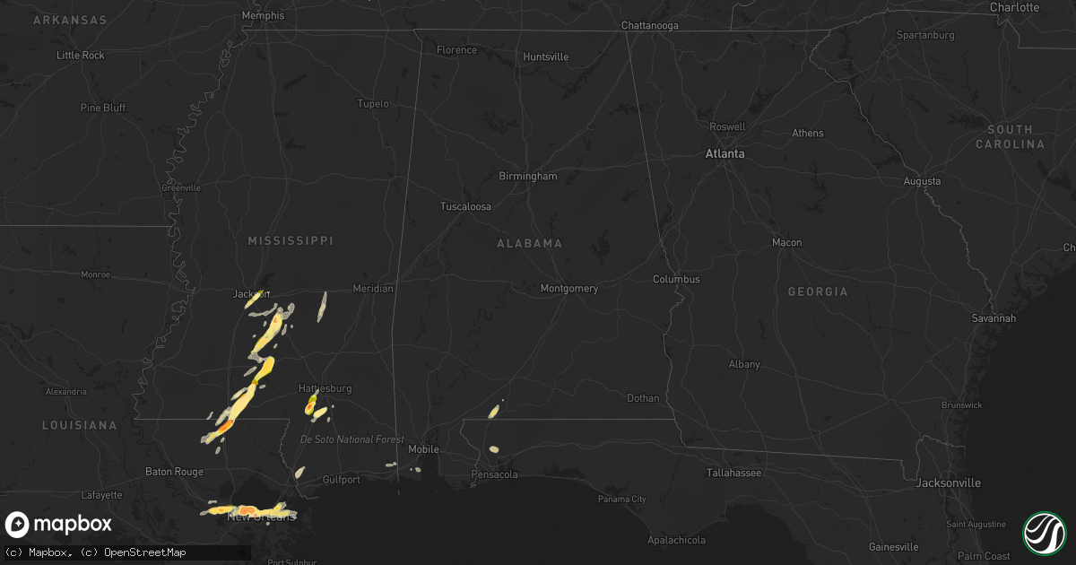 Hail map in Alabama on April 15, 2015