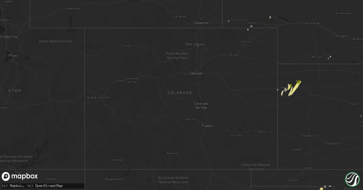 Hail map in Colorado on April 15, 2015