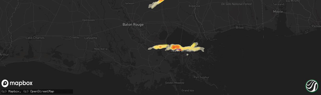 Hail map in Edgard, LA on April 15, 2015