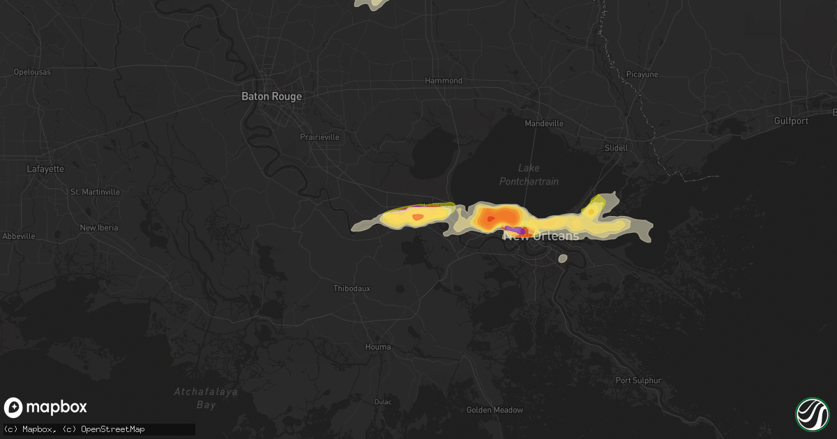 Hail map in Edgard, LA on April 15, 2015