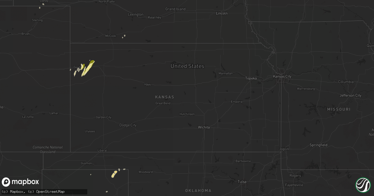 Hail map in Kansas on April 15, 2015
