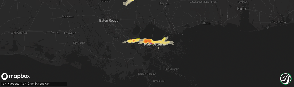 Hail map in Kenner, LA on April 15, 2015