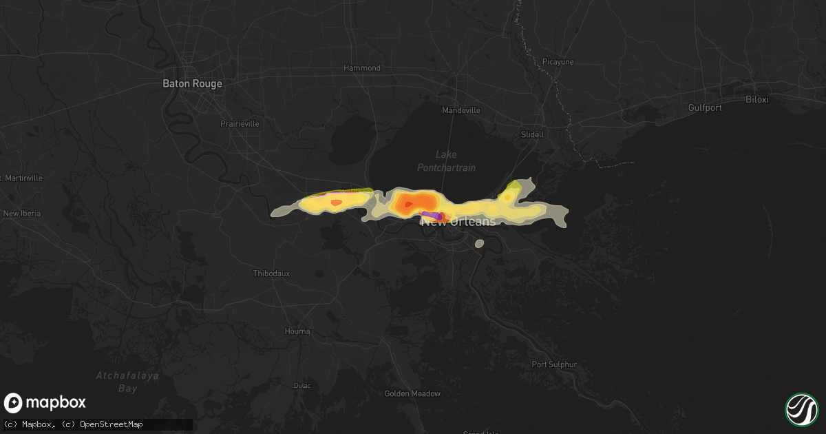 Hail map in Kenner, LA on April 15, 2015