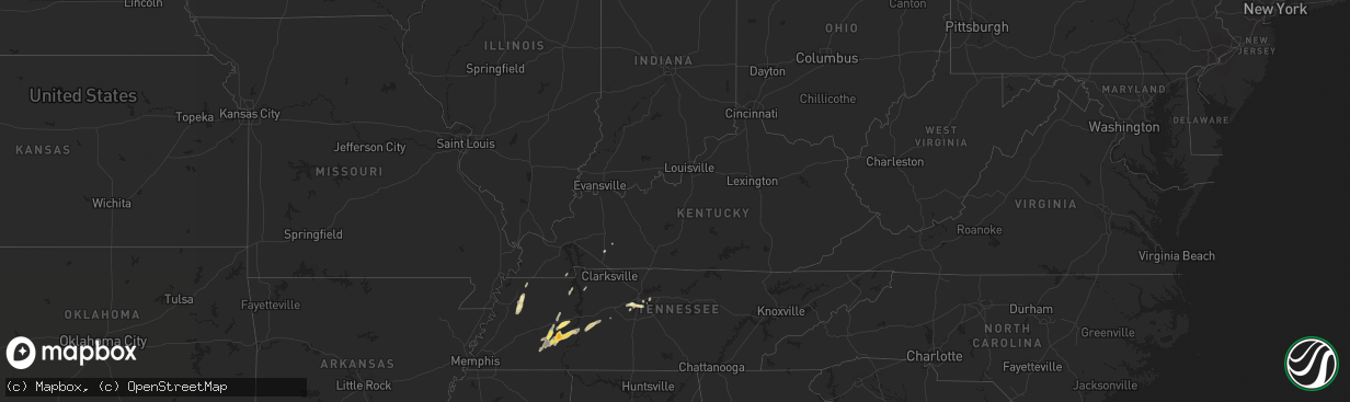 Hail map in Kentucky on April 15, 2015