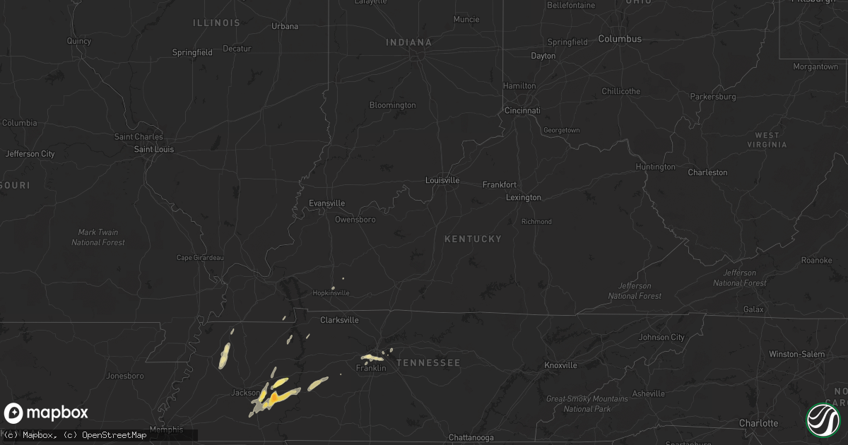 Hail map in Kentucky on April 15, 2015