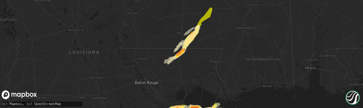 Hail map in Kentwood, LA on April 15, 2015