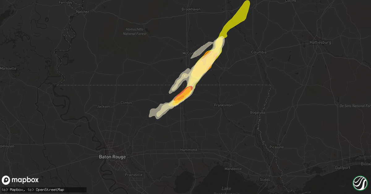 Hail map in Kentwood, LA on April 15, 2015