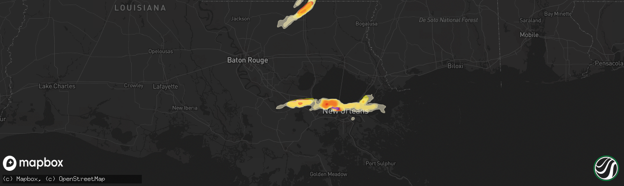 Hail map in La Place, LA on April 15, 2015