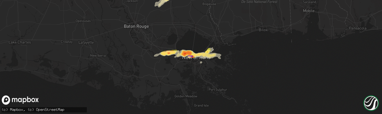 Hail map in Metairie, LA on April 15, 2015