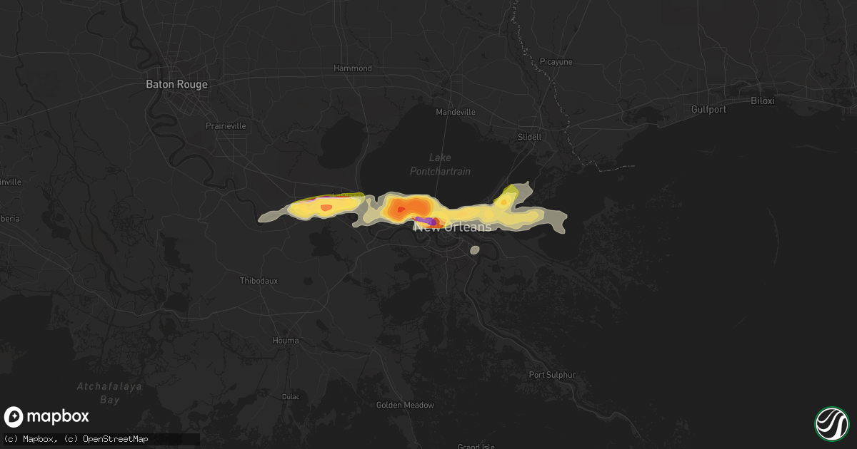 Hail map in Metairie, LA on April 15, 2015
