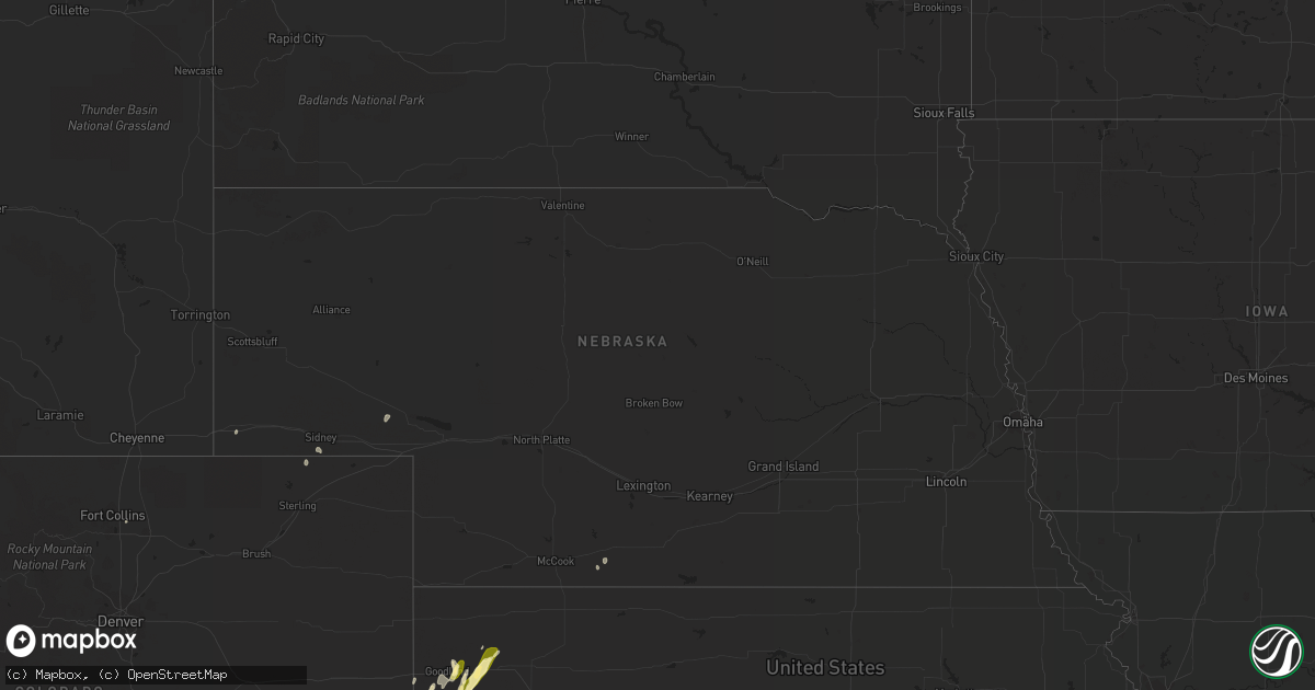 Hail map in Nebraska on April 15, 2015